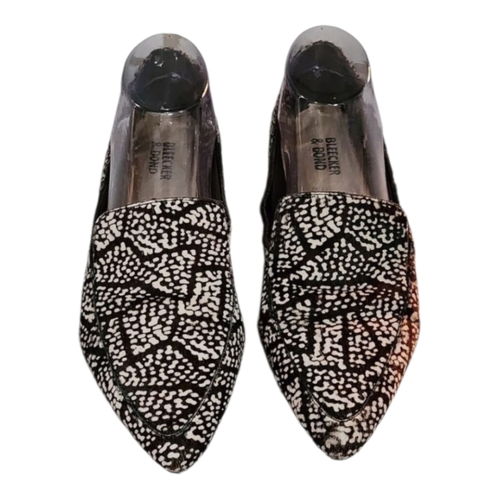 Bleeker and Bond‎ Black and White Calf Hair Pointy Toe Loafers Size 8